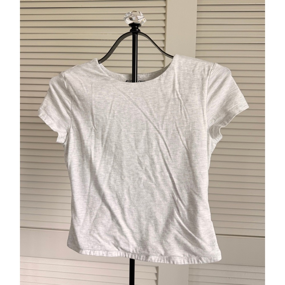 Pink Rose Modal Blend Short Sleeve Tee Size L Heather Grey Minimalist Basic